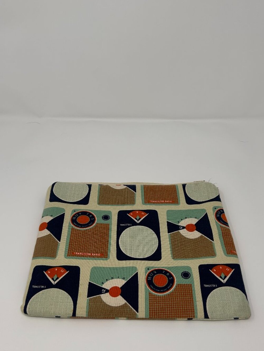 Handmade Retro Transistor Radio Zipper Pouch | Mid-Century Modern Tablet Sleeve